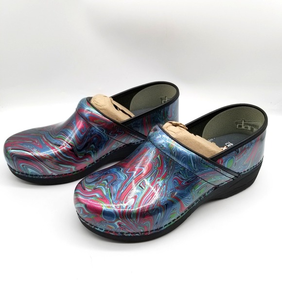 Dansko Women Professional XP 2.0 Patent Clogs Sz US 10-10.5  Embossed Watercolor - Picture 1 of 6